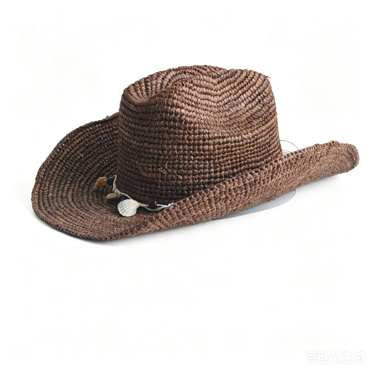 Crochet Raffia Cowboy Hat for Women Men Summer Shell accessories Curled Brim Western Sun Hat  Summer Cowgirl Beach Style