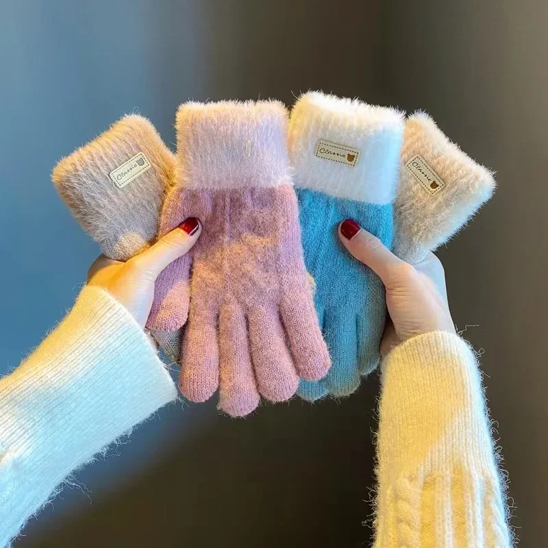 AliExpress New  Autumn and Winter Gloves Ladies Cycling Rows Warm Finger Solid Color Touch Screen Fleece