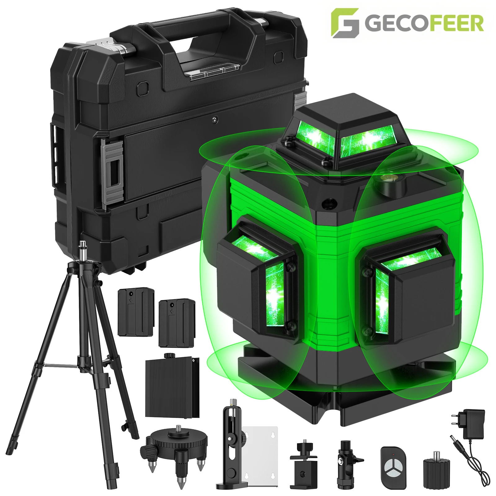 GECOFEER 16/12/8 Lines Professional Laser Level 360°Self-leveling Horizontal And Vertical Nivel Laser Green Beam Laser Levels