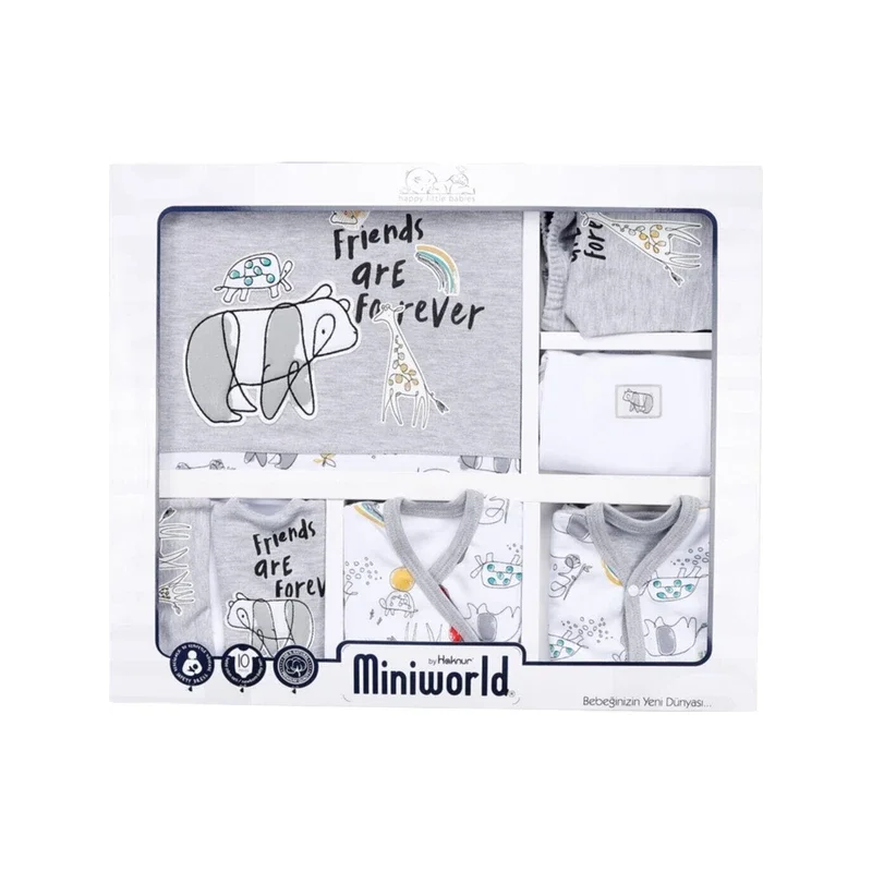 

Miniworld Men's 0-3 Months 100% Cotton Forever 10 Piece Underwear Set Gray