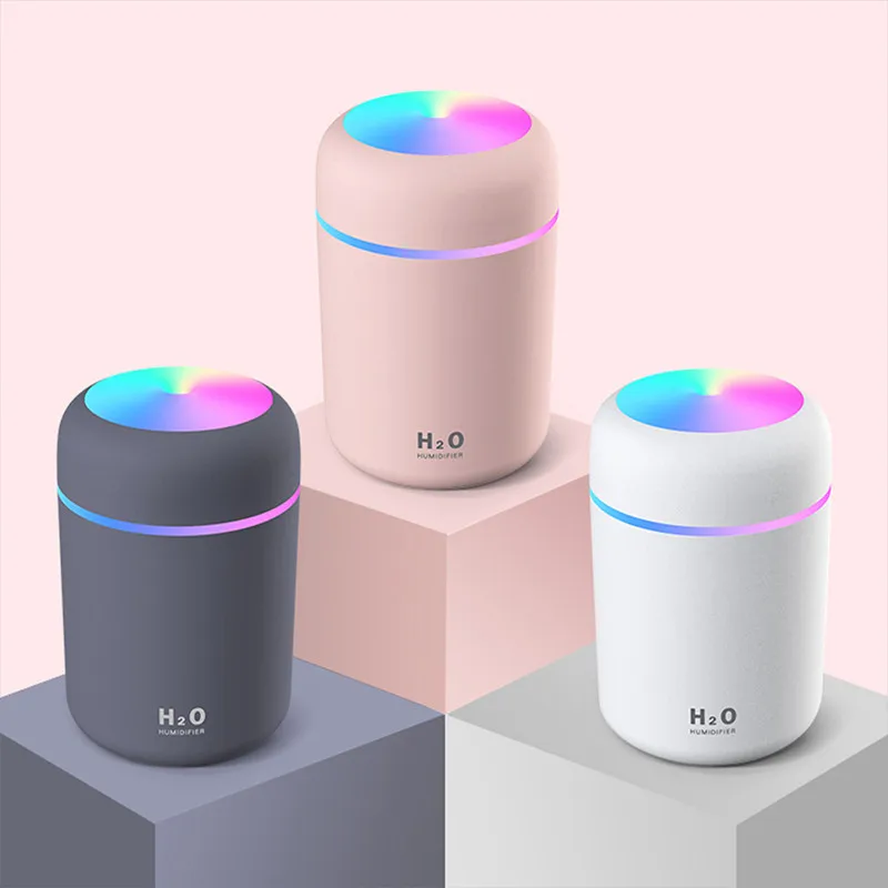 Xiaomi Pelembap Udara 300Ml Pembuat Kabut Parfum Kebisingan Rendah Penyebar Minyak Esensial USB Portabel dengan Lignt Malam untuk Rumah Kantor