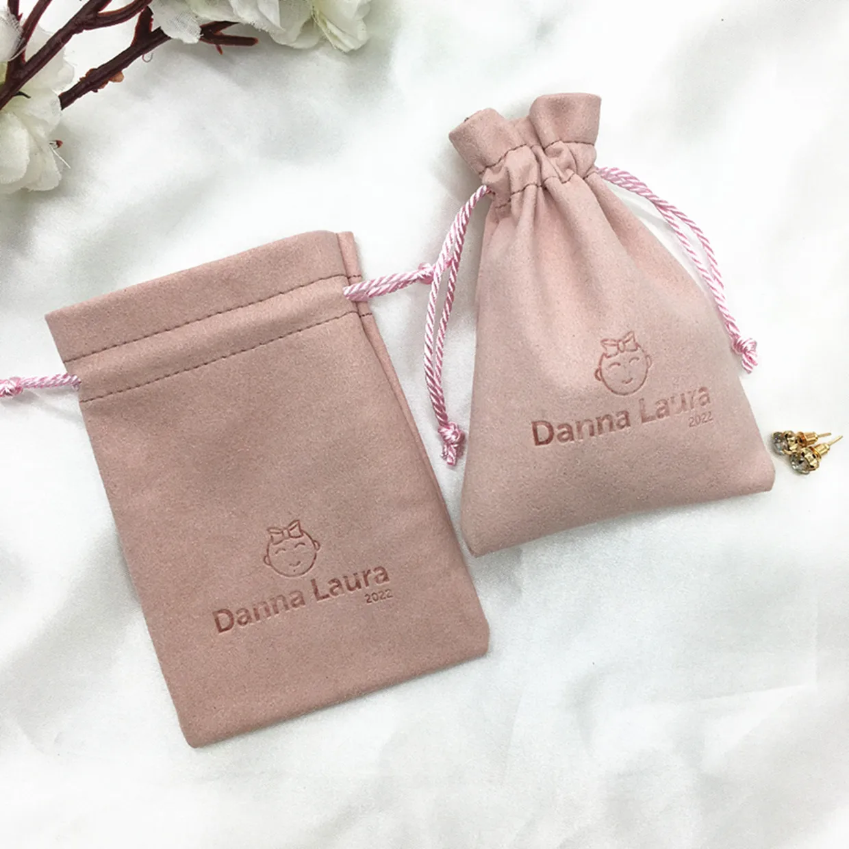 

50pcs lipstick bags with customized logo, drawstring pouch, cosmetics bag, wedding supplies, Custom packaging, Personalized Bags