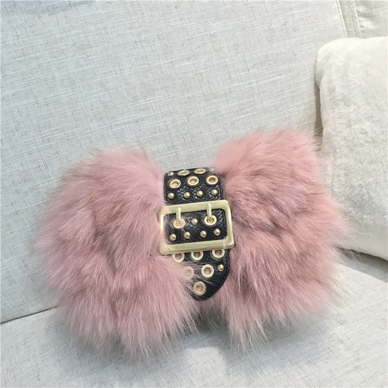 

One-Shoulder Real Fox Fur Handbag for Women, Ladies' Clutch Purse, Chain, Crossbody Messenger Bag, Female Envelope Handbag