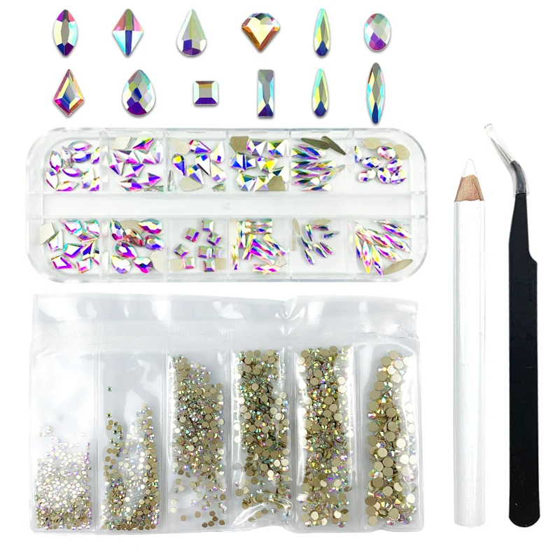 

Nail Art Rhinestones Decorations Kit Nail Charms Jewelry Nail Art Crystal Diamond Parts DY Manicure Design Nails Accessories