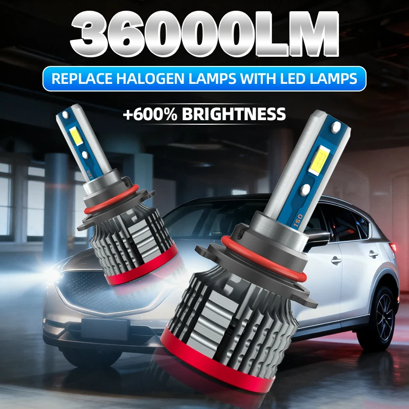 

9005 HB3 H11 LED Headlight High Low Beam Bulbs H4 Car Lamps 24V 6500K 36000LM Super Bright 1:1 Same Size Plug and Play Fog Light