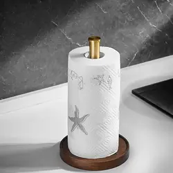 Vertical Wooden Tissue Holder Modern Walnut Kitchen Roll Paper Holder Non-Slip Organization Roll Paper Towel Holder Storage