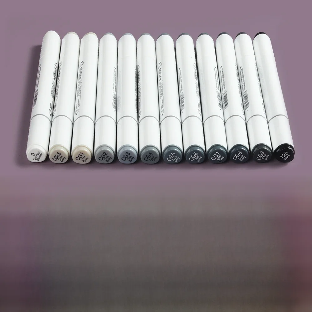 Thotune 12 cores quente cinza fresco cor dupla cabeça marcador caneta álcool esboço marcadores para