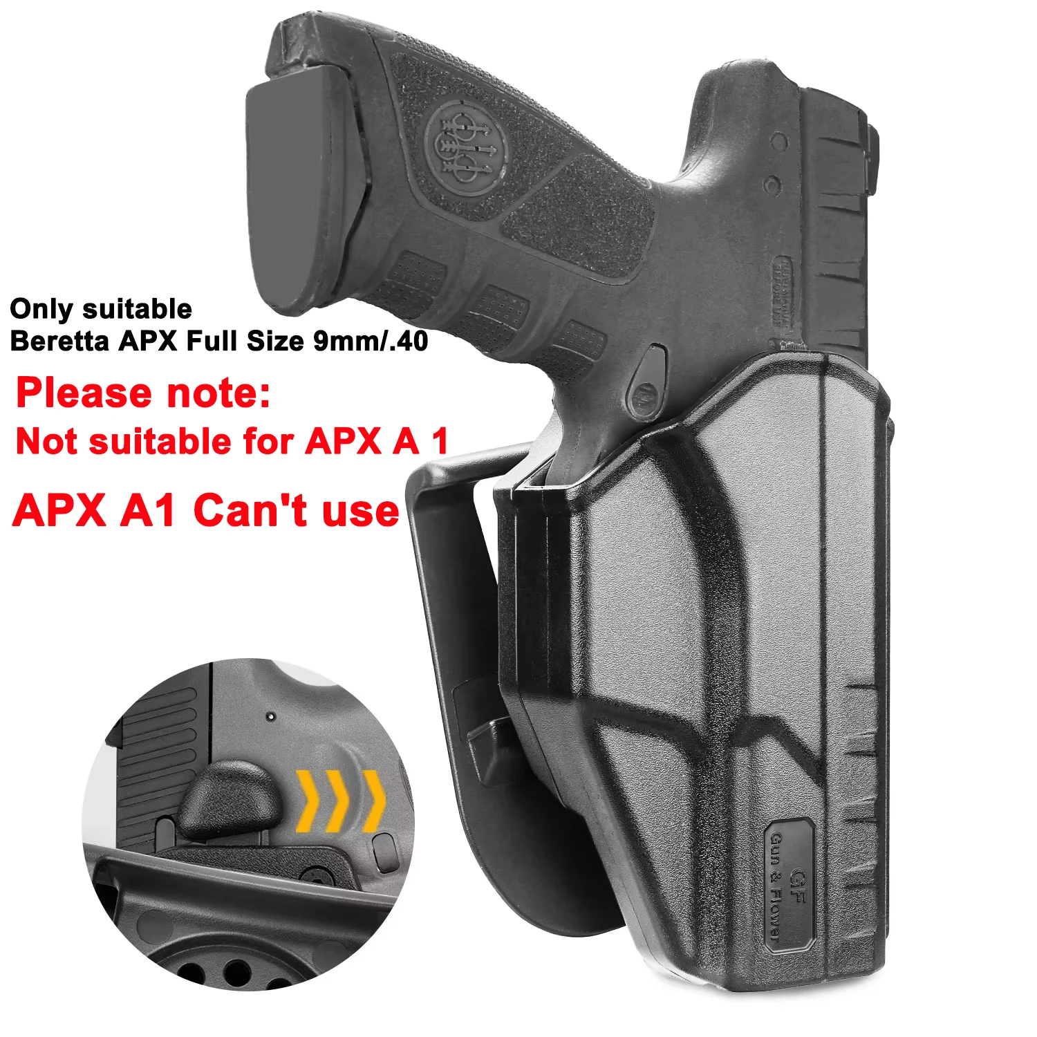 Beretta APX Holster, (Not Fit Beretta APX A1), Thumb OWB Holster Fit Beretta APX Full Size 9mm/.40,Level II Retention/360 Degree