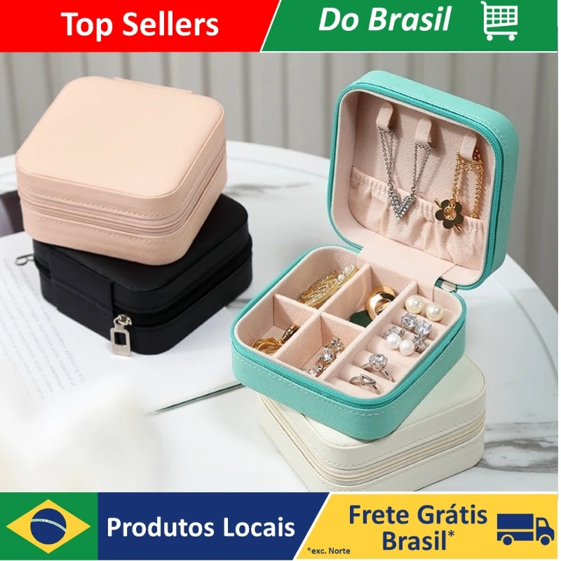 DAFUSHOP Porta Jóias Caixa Portátil Para Guardar Brincos E Colares Prática Para Viagem Com Zíper - Entrega Rápida Venda Nacional