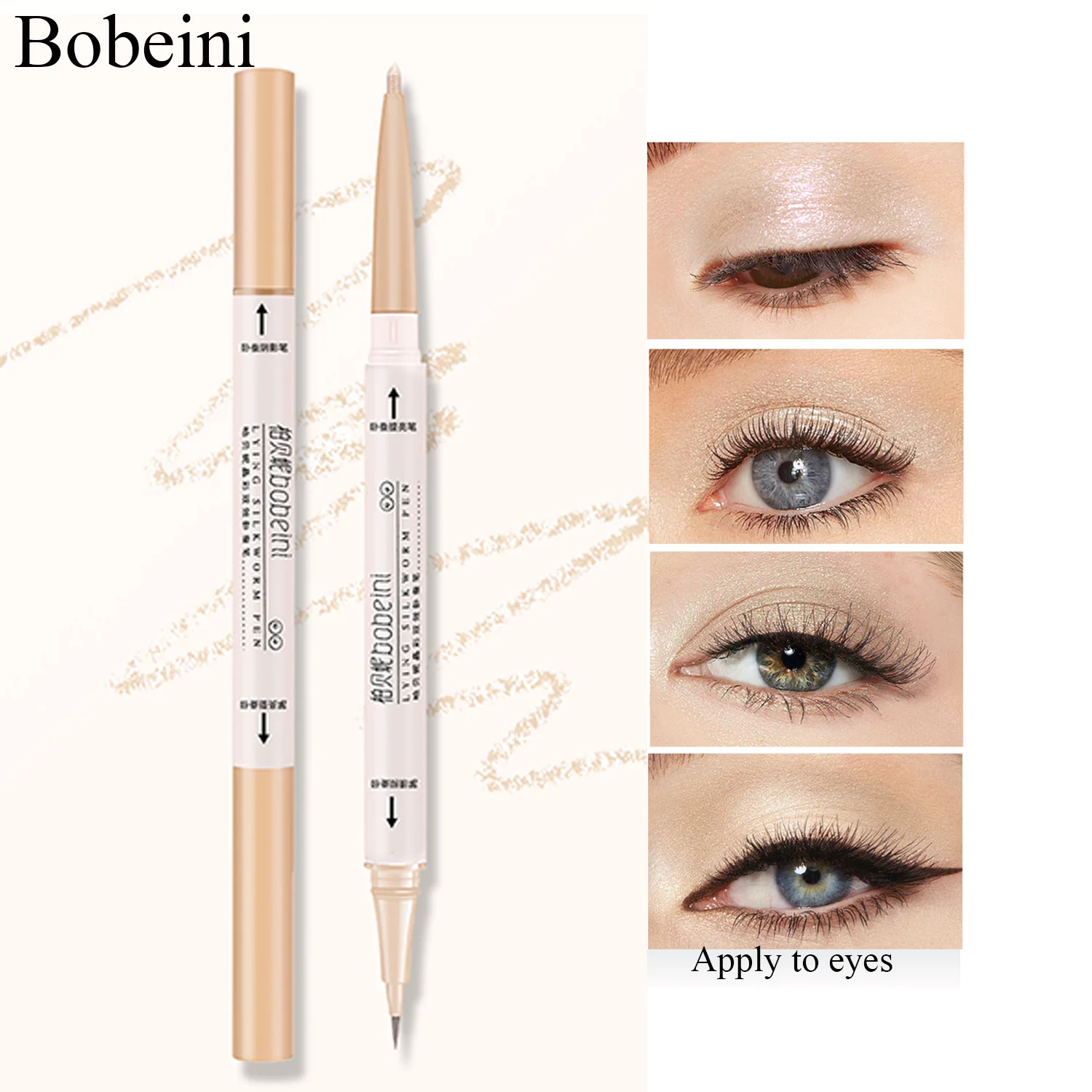 Dwustronny pędzel do makijażu rzęs – matowy naturalny cień do powiek i rozświetlacz do dolnej powieki do nieskazitelnego makijażu oczu