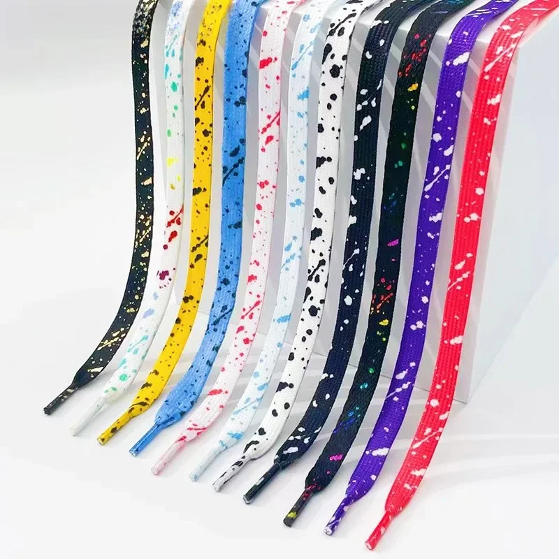 Lacets colorés Splash Ink AF1 pour femmes et hommes, dorure, rouge, noir, peints à la main, chaussures de sport décontractées, basket-ball, 100/120/140/160