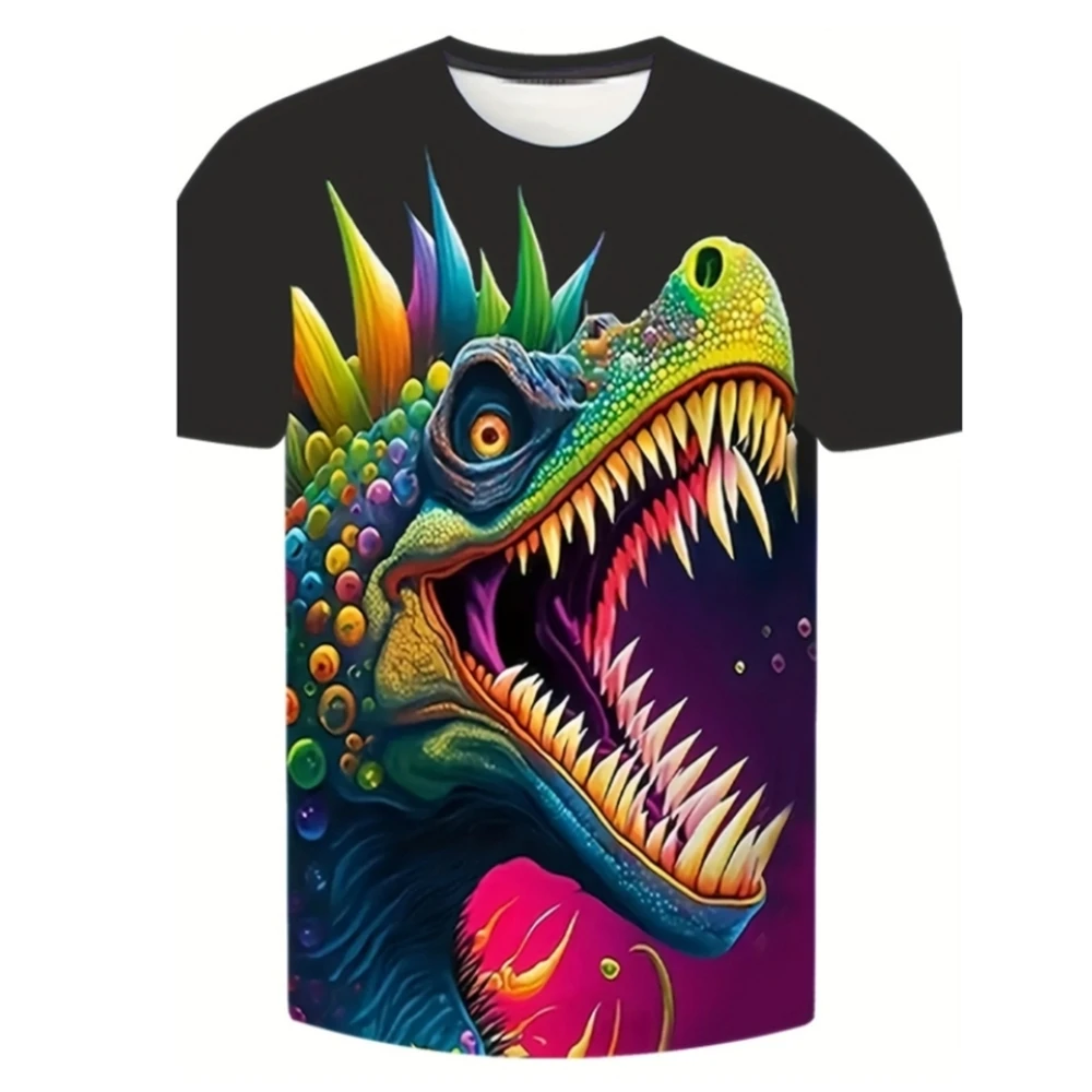 4 szt. T-Shirt dla chłopców nadruk z dinozaurem Casual chłopięce ubrania top dziecięcy wygodna odzież dziecięca z krótkim rękawem letnie ubrania dla dzieci