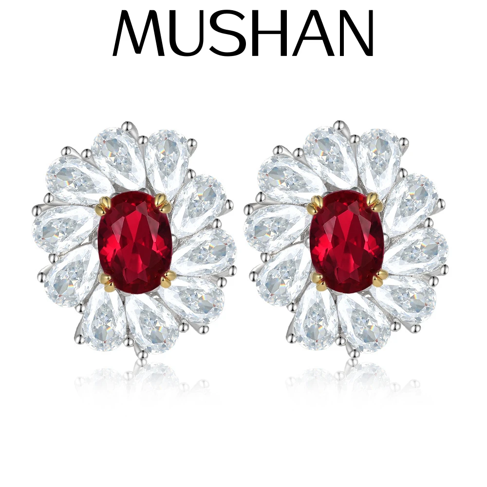 

MuShan Luxury Jewelry 925 Sterling Silver Earrings Zircon 7A Drop Romantic for Bride Real Gold Plated Fine Jewelry Earring