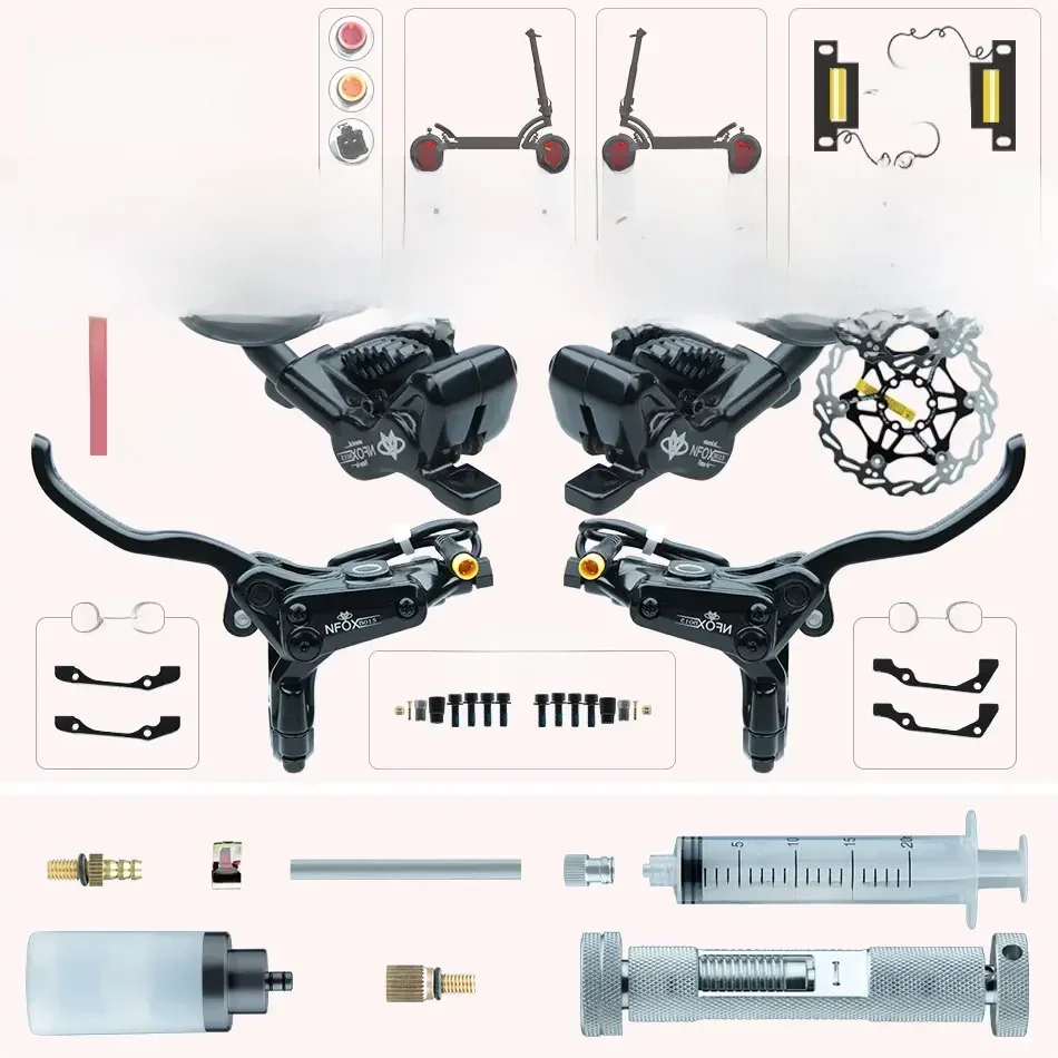 AliExpress Goodtaste NFOX B015 4-piston Disc Hydraulic Brake Front Back Mirror for Electric Scooter Power Off 140 160 Roto Split Tube Accesories AB