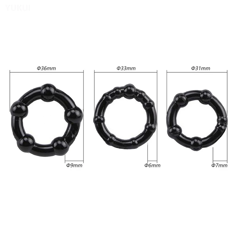 3 Pcs/Set Cock Penis Ring Male Delay Ejaculation Lasting Sex Toys For Man Adults Silicone Erection Ring Men Dick Enlargement Toy