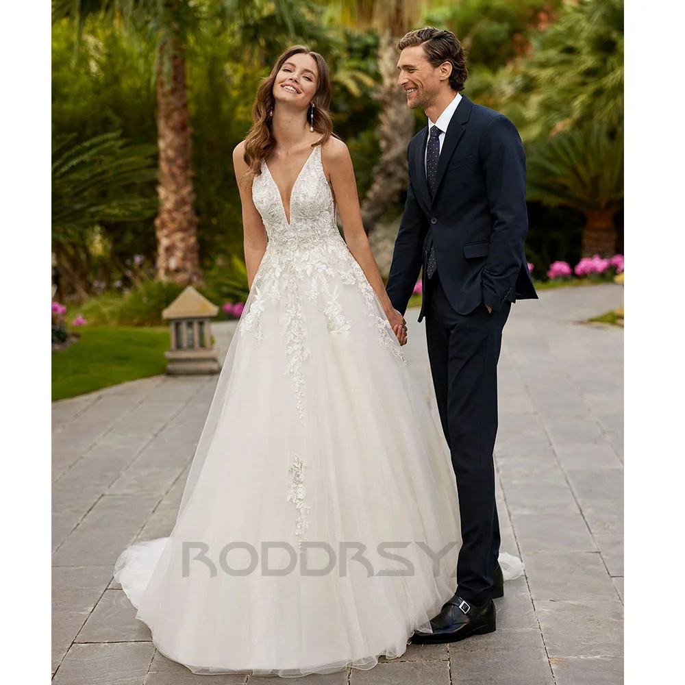 RODDRSYA-Robe de mariée élégante en dentelle, avec dos nu, tulle, sur mesure, 2024 Élégante robe de mariée 2024 Robe de mariée rouge de mariée rousseau costumes de novia personnalisé Robes de mariée élégantes 2024