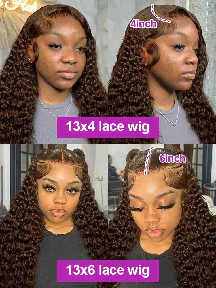 MossilyDeep Wave Фронтальный парик 13x6 Hd Кружева 30 дюймов Шоколадно-коричневый 13x4 Вьющиеся кружевные передние человеческие волосы Волнистые бразильские парики