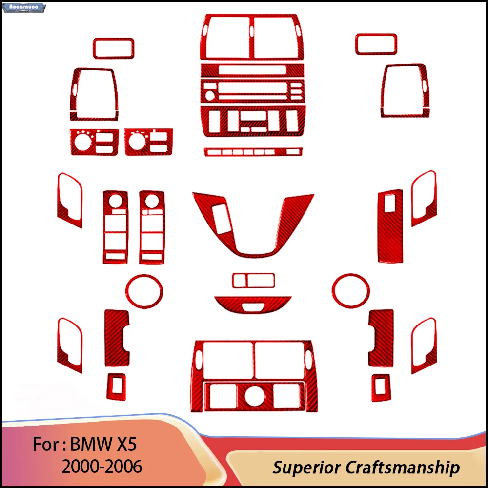 For BMW X5 2000-2006 Red imitation Carbon Fiber New Car Stickers Car Interior Decorative Accessories