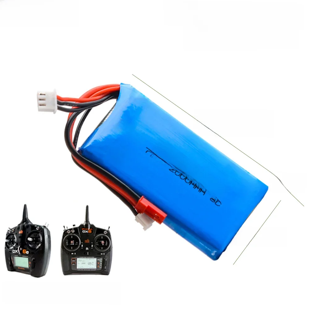 Bateria de lítio 8C 7.4V para Spektrum DX6e DX6 DX8 Horizon, controlo remoto, 2S com JST,