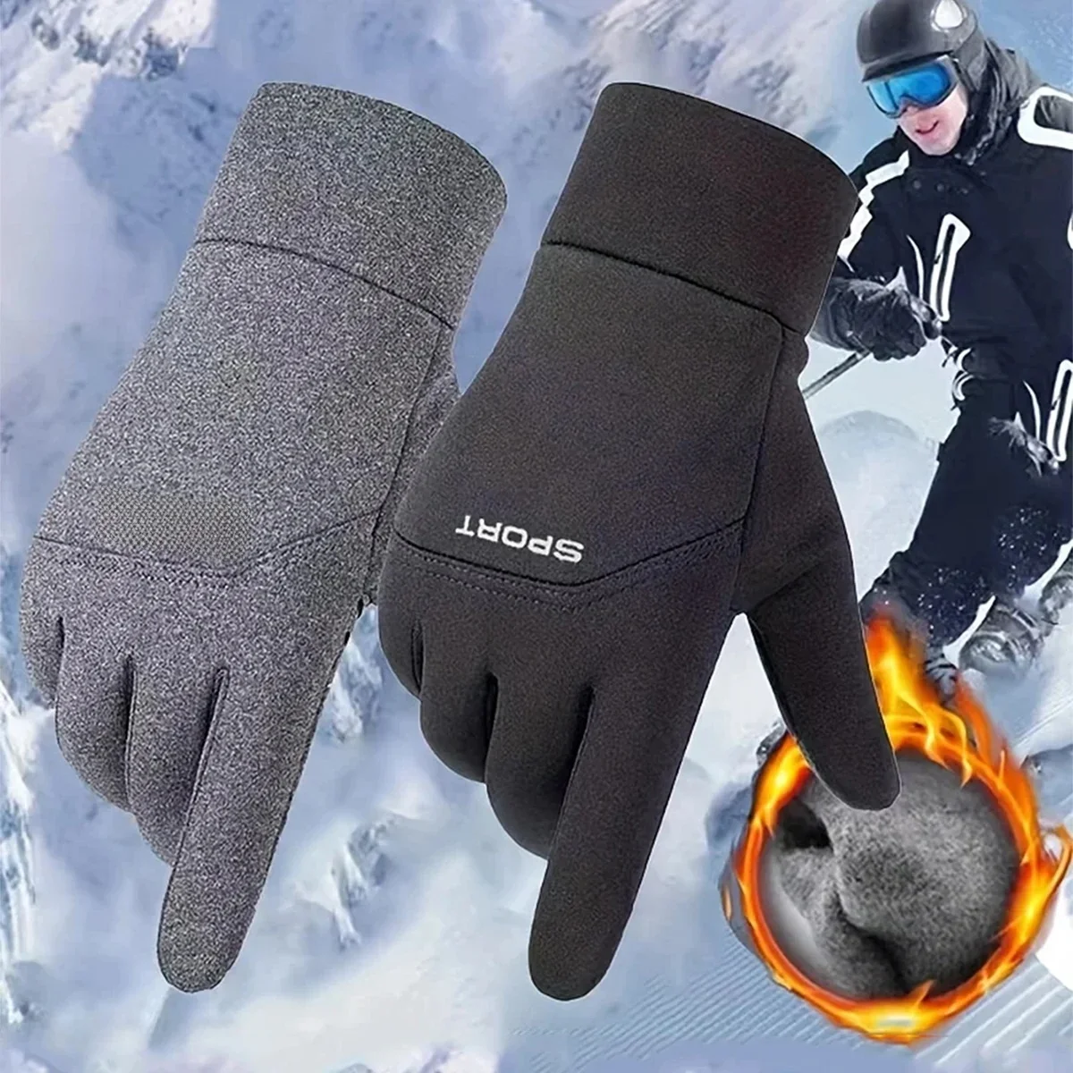 AliExpress NONE Windproof and Waterproof Outdoor Gloves Touch Screen Thumb and Index Finger Fingertips Warm Gloves for Running Cycling