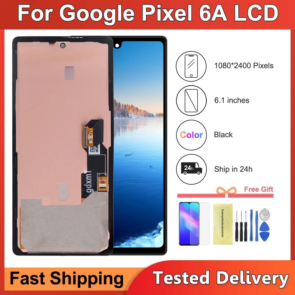 6.1\'\' Super AMOLED For Google Pixel 6A GX7AS, GB62Z, G1AZG LCD Display Touch Screen Digitizer Assembly For Google Pixel 6a lcd