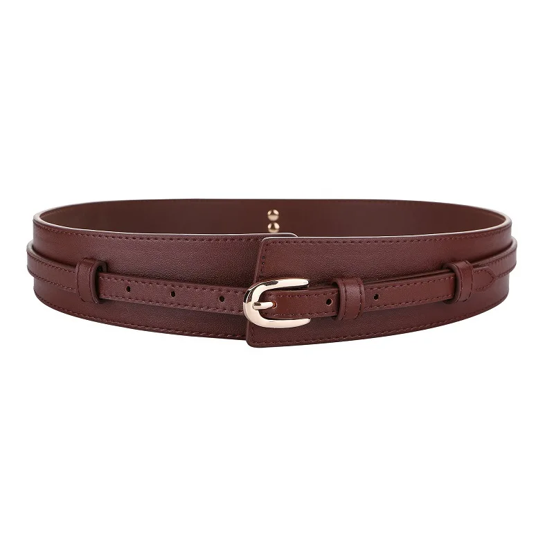 Factory Supply Pin-Buckle Genuine Leather Wide Belt For Women, Decorative Waist Cincher For Coats Coats Wholesale Wide Belts