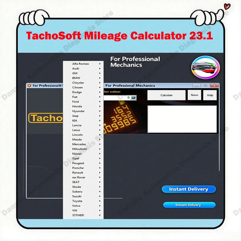 

TachoSoft Mileage Calculator 23.1 with Dash Cam Mileage Software Package- Repair Software Included for Accurate Vehicle Tracking