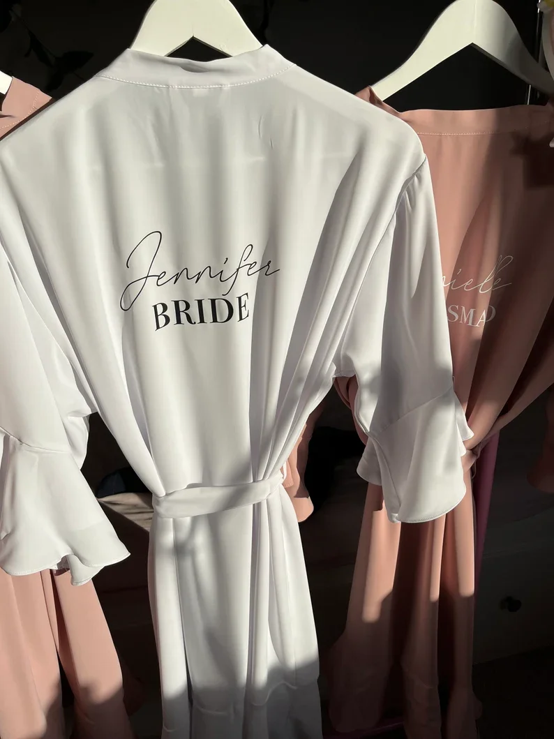 Abito da sposa personalizzato con volant abito da sposa da damigella d\'onore kimono con volant personalizzato abiti da notte con nome personalizzato