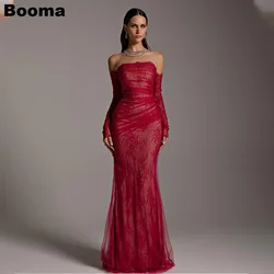 Booma Lace Mermaid Evening Dresses Strapless Formal Occasion Gowns for Women Saudi Arabic Prom Dress Dubai Bespoke