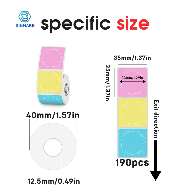 SINMARK Colorful Flower Thermal Label Paper Stickers Gift Tags DIY Home Cute Stickers Can Use for Phomemo Printers