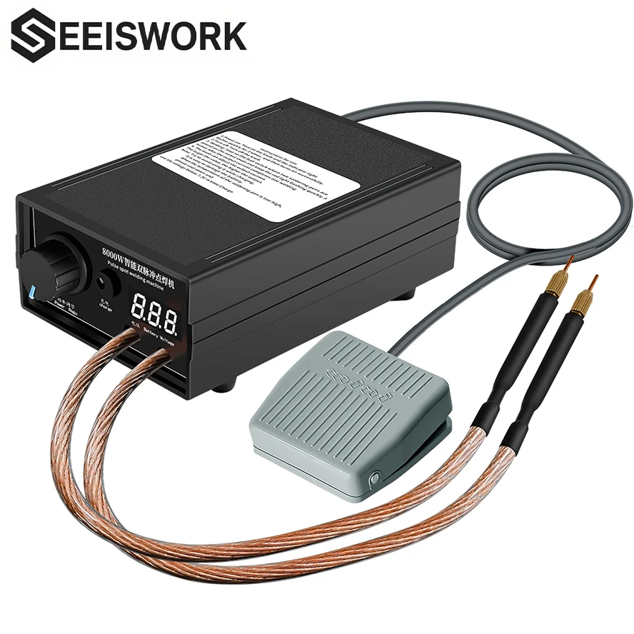 8000W Spot Welder High Power Handheld Spot Welding Machine Portable 1200A present Adjustable Welders for 18650 Battery