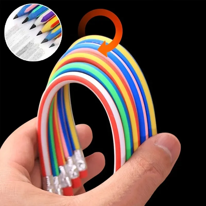 Crayons souples flexibles Magic Bendy avec gomme, crayons colorés, nouveauté créative, cadeau pour enfants et étudiants, fournitures scolaires, 6 pièces, 1 pièce