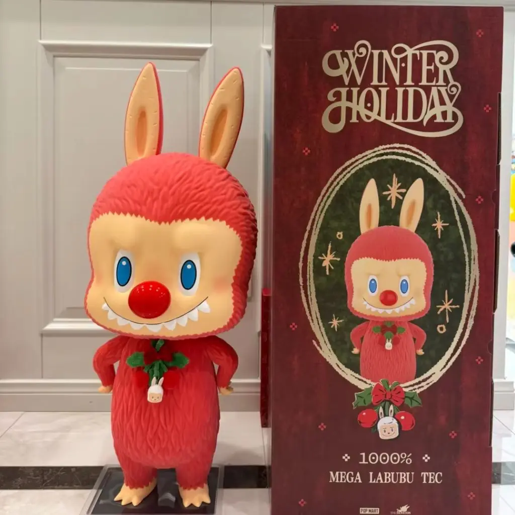 100% подлинный POP MART MEGA LABUBU TEC 1000% зимние каникулы, оригинальное рождественское издание, экшн-фигурка, игрушечная фигурка, коллекционная