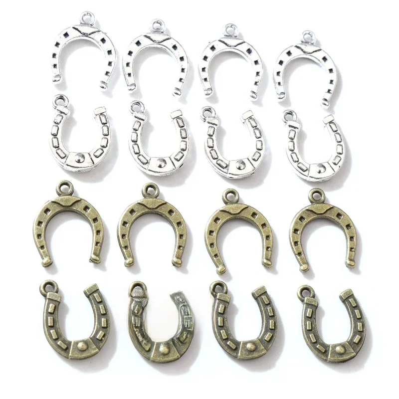 30 sztuk Charms Lucky Horseshoe koń 16x13mm antyczny brąz srebrny kolorowy platerowany zawieszki dokonywanie DIY Handmade tybetański biżuteria — zdjęcie 2