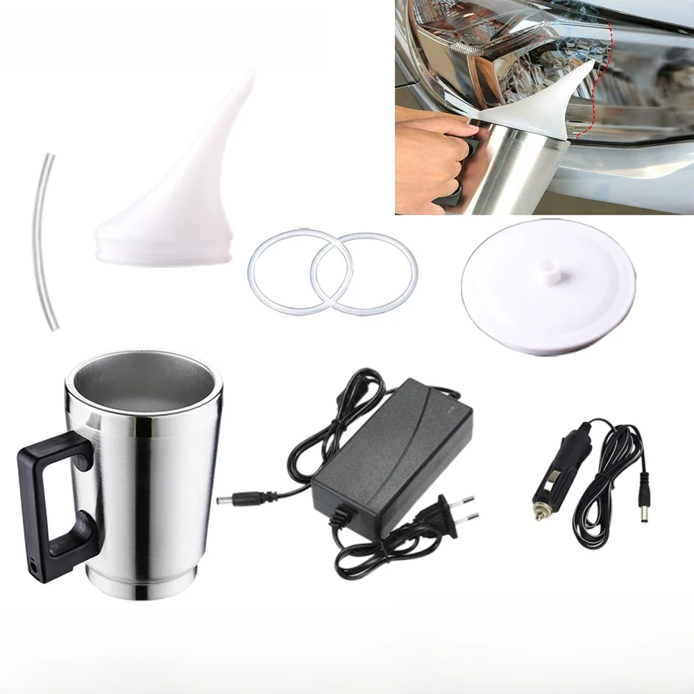 Outil de réparation de phares de voiture, tasse chauffante, outil de soins de phares automobiles, Kit d'outils de polissage de phares, ensemble d'outils de tasse de chauffage électrique