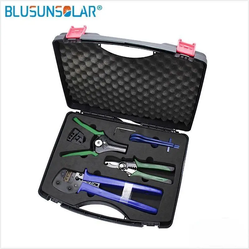 

Tool Kit Solar Cable Solar Connector Terminal Crimper Plier Wire Cutter Wire Stripper Spanner Wrench Free Shipping Easy to Carry