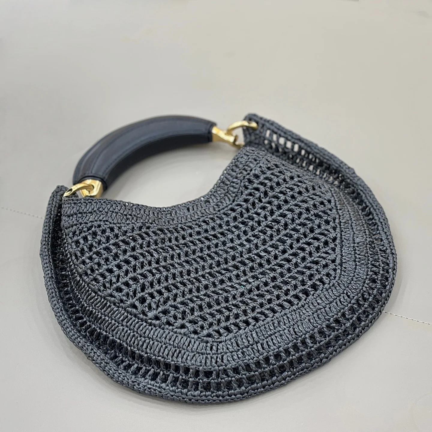 Banana Shape Raffia Straw Hobo Bag For Women Classic Vintage Woven Handbag Summer Beach Purse Shoulder Bag - Image 4