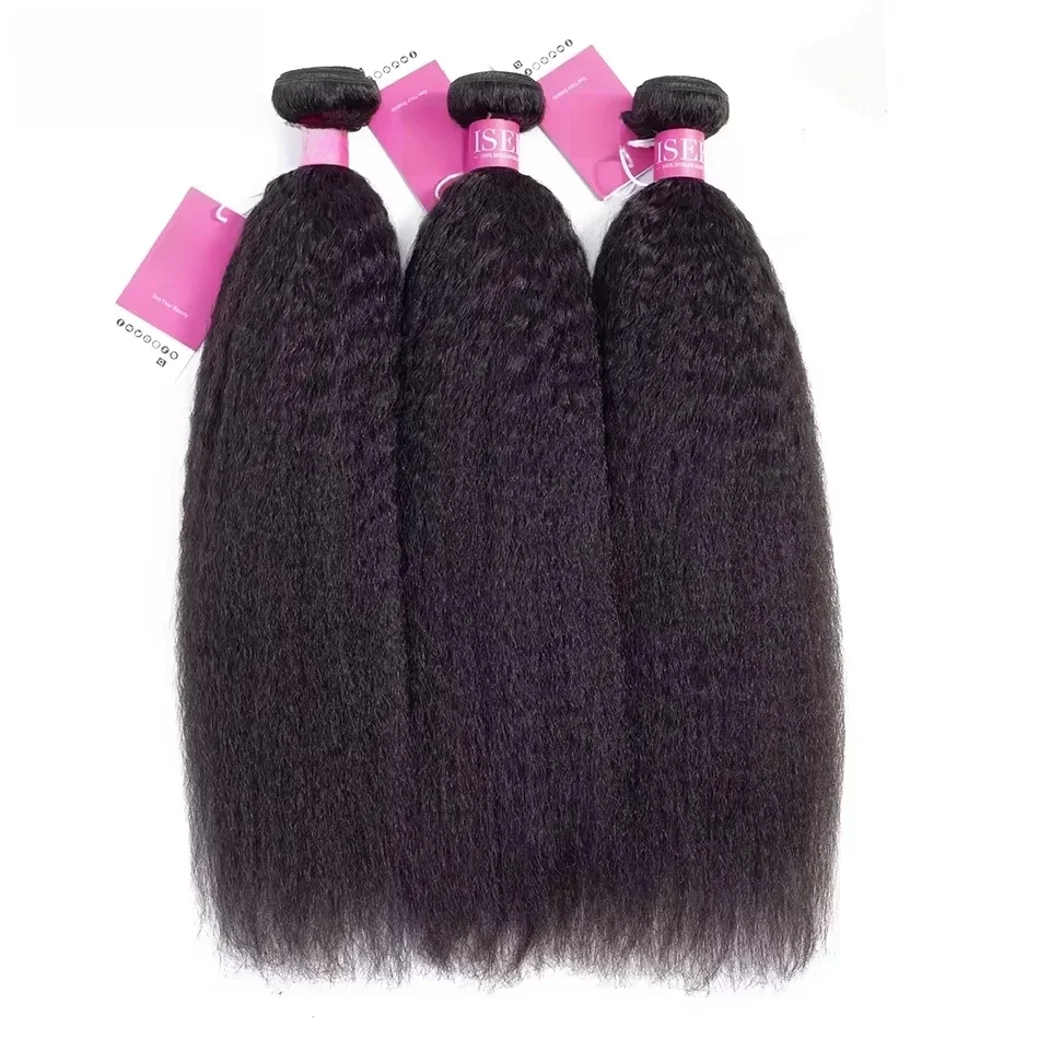 ISEE HAAR Mongoolse Kinky Straight Bundels 100% Human Hair Extensions 100% 1/3/4 Bundels Deal Remy Natuurlijke haarbundels - afbeelding 2