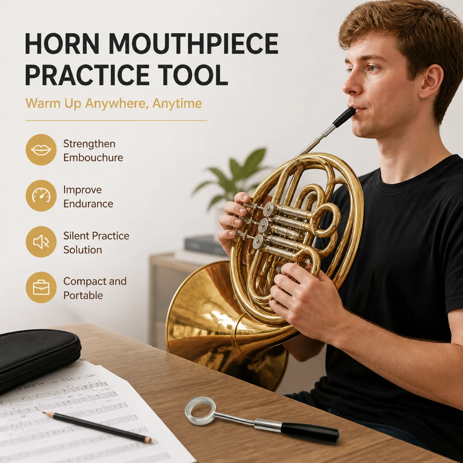 Trombone Mouthpiece - Trumpet Mouthpiece Training Metal Hollow Practice