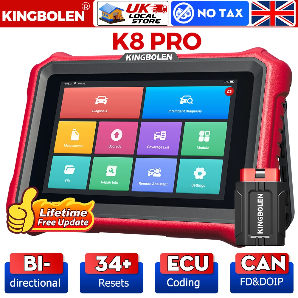 Lifetime free update KINGBOLEN K8 PRO ALL System Bidirectional Scan diagnostic Tool 34+ Reset Active Test ECU Coding FCA CAN FD