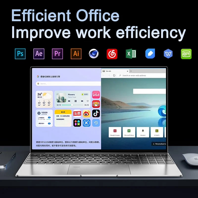 جديد 15.6 "كمبيوتر محمول محمول N95 32GB RAM 2048GB SSD 7500mAh بطارية مكتب دراسة الكمبيوتر الكمبيوتر ويندوز 11 برو ألعاب الكمبيوتر المحمول