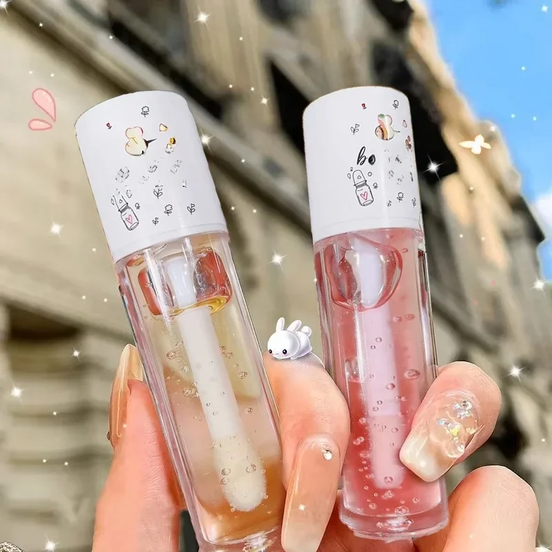 Huile pour les lèvres au lait de pêche, baume pour les lèvres abeille, baume hydratant, huile pour les lèvres apaisante et hydratante, répare facilement les lèvres sèches et craquelées