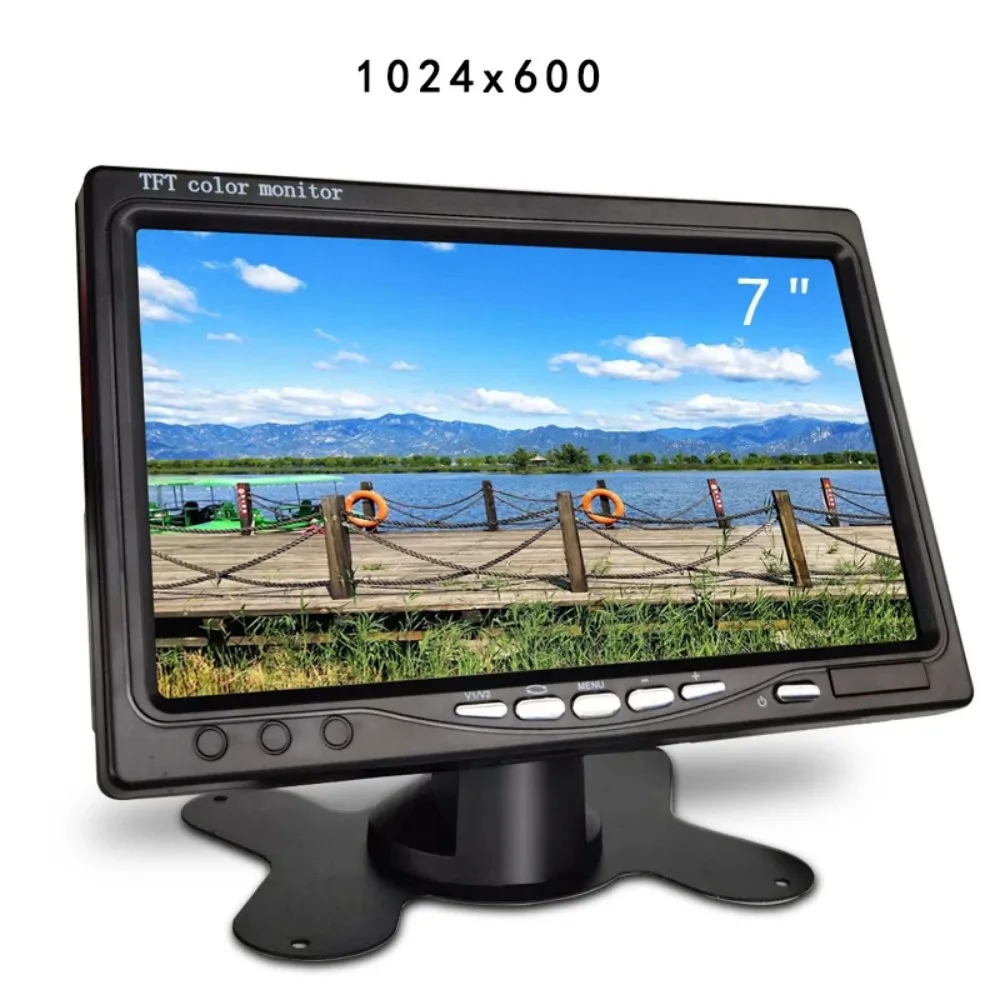 7 Inch Car Monitor TFT LCD 1024X600 Display Rear View Screen 12V/24V for Vehicle Backup Camera CCTV Home Security Surveillance