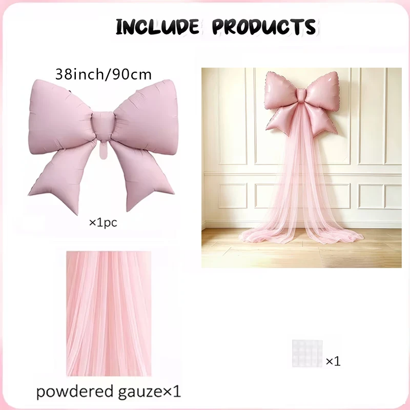 Romantic Large Butterfly Foil Balloon with Tulle Set, Party Decor & Photo Props for Wedding, Birthday, Holiday