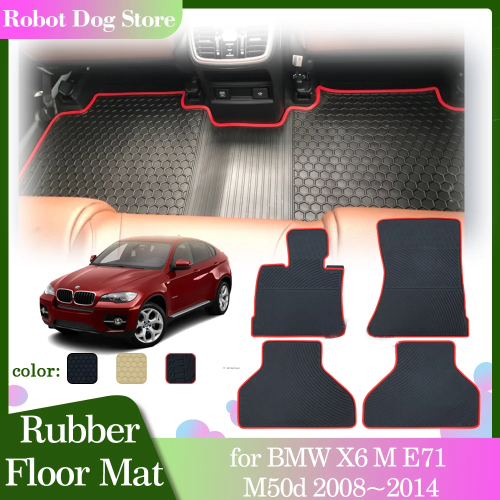 

Car Rubber Floor Mat for BMW X6 M E71 M50d 2008~2014 2009 2010 Foot Interior Liner Carpet Waterproof Pad Custom Rug Accessories