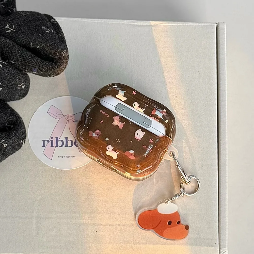 

Happy Dachshund headphone protective case, suitable for AirPods 4/3/2 Pro/2/3, Korean style INS style headphone protective case