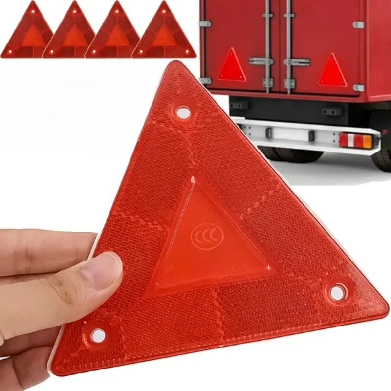 4/1szt Trójkątny odbłyśnik ostrzegawczy Znak ostrzegawczy zatrzymania pojazdu Czerwony znak odblaskowy bezpieczeństwa do przyczepy RV Board Truck Plate Light — zdjęcie 2