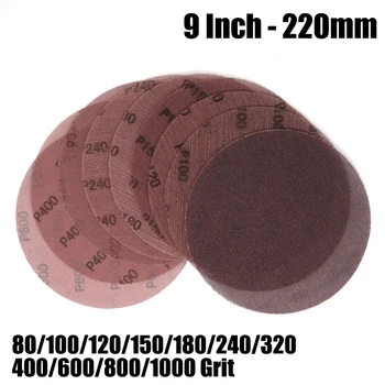 건식 샌딩 디스크 후크 및 루프 메쉬 사포, 80 그릿-1000 그릿, 220mm, 9 인치 