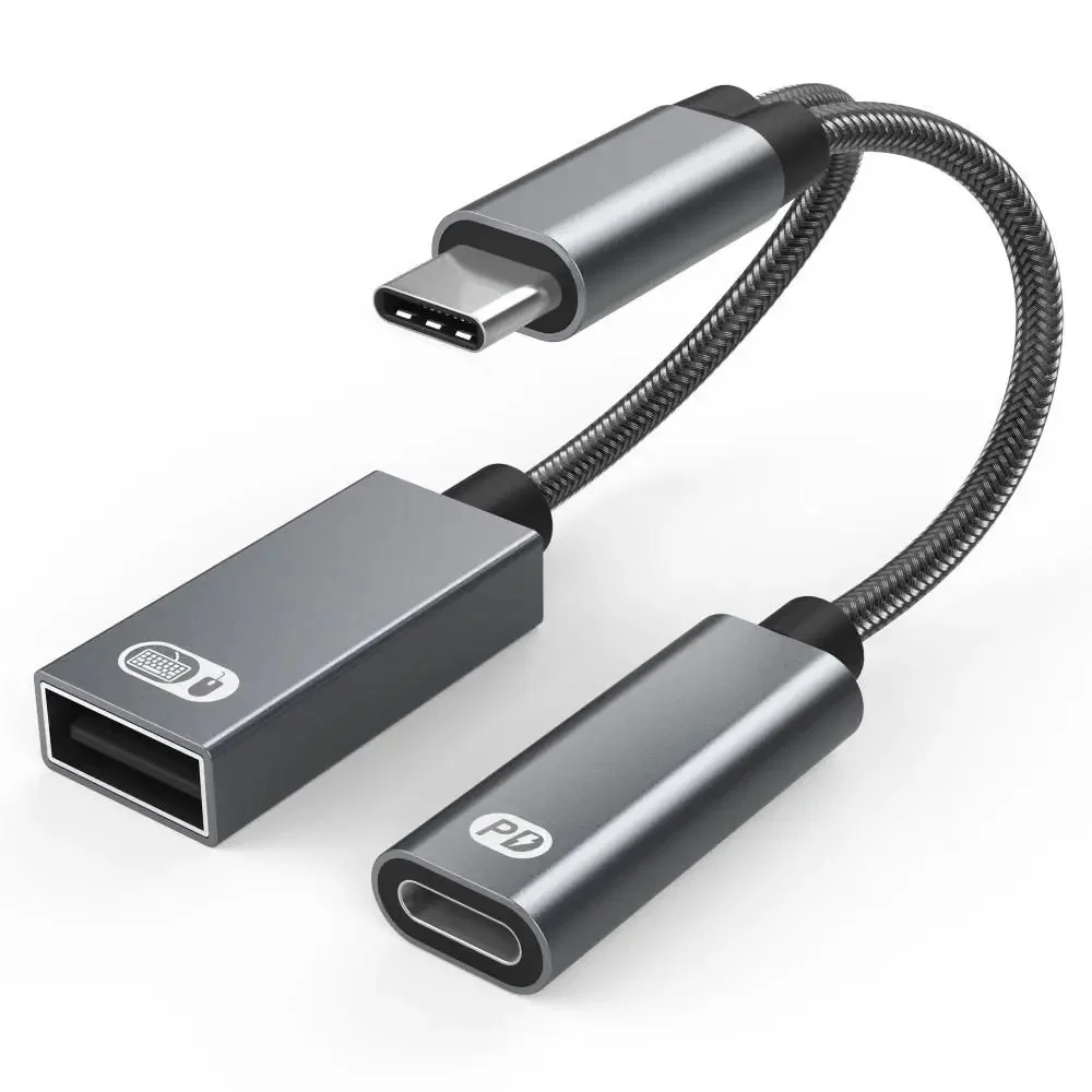 OD 3.2mm rodzaj USB C kabel 2 in1 60W PD szybkie ładowanie synchronizacja danych Adapter przejściówka OTG do laptopa Tablet z funkcją telefonu komórkowego 125mm długość — zdjęcie produktu 7