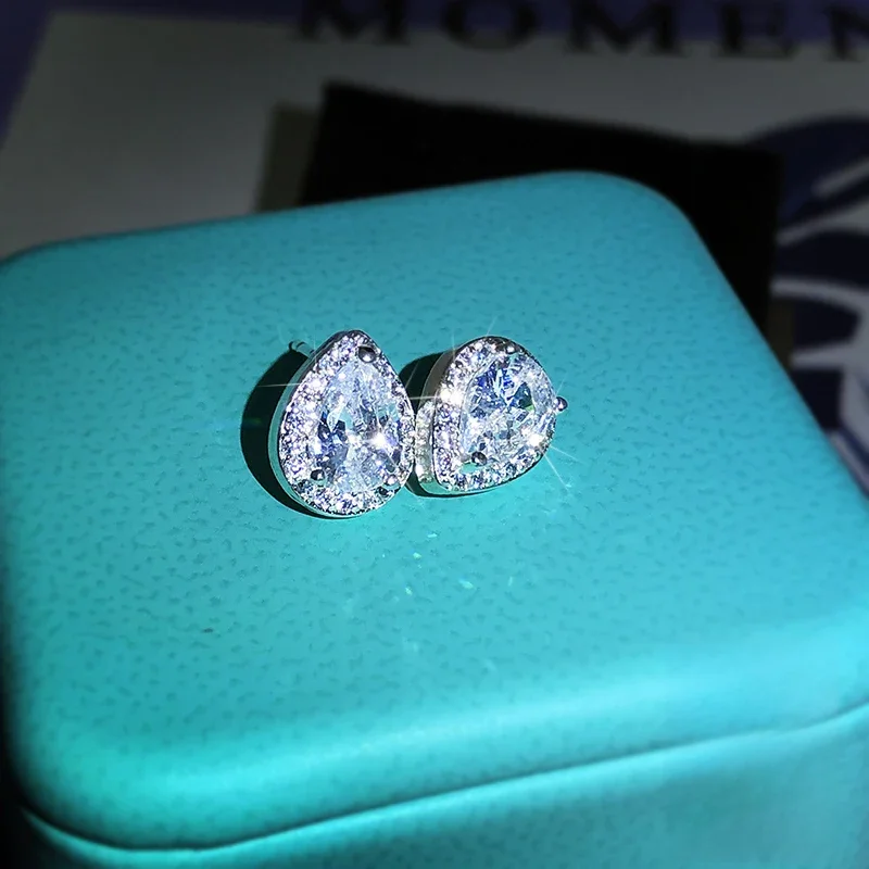 925 Sterling Silver Wysokiej jakości inkrustowane serca i strzały AAA Cyrkonowe kolczyki w kształcie kropli wody dla pań Biżuteria urodzinowa Prezenty — zdjęcie 2